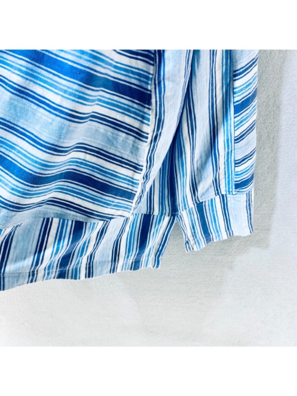 Lands End Tank Dress Womens Large Blue Cotton Stripe Popover Mini Beach Preppy - Picture 4 of 16